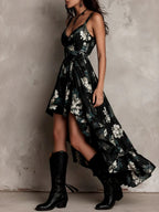 Floral Camisoles Irregular Hem Sexy Maxi Dresses