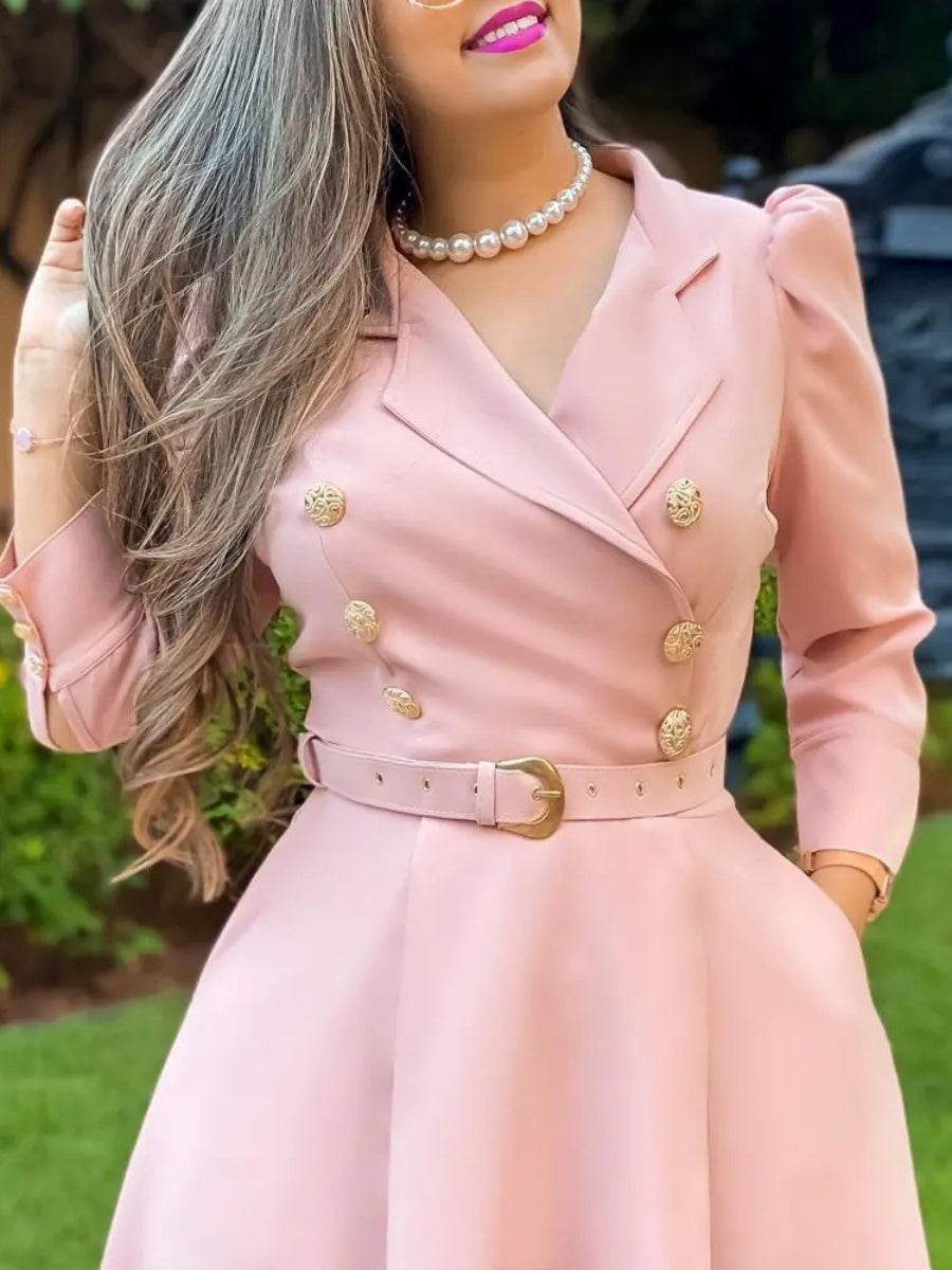 Lapel Trench Dress Commuting Grace Midi Dresses