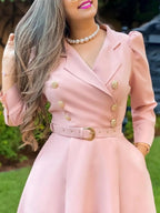 Lapel Trench Dress Commuting Grace Midi Dresses