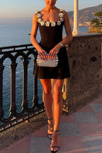 3D Floral Neck Backless Mini Cami Dress
