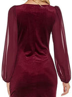 Spliced Korean Velvet V-neck Short Bodycon Dress