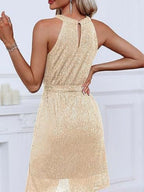 Sequins Halter Lace Up Formal Dress Parties Mini&Short Dresses