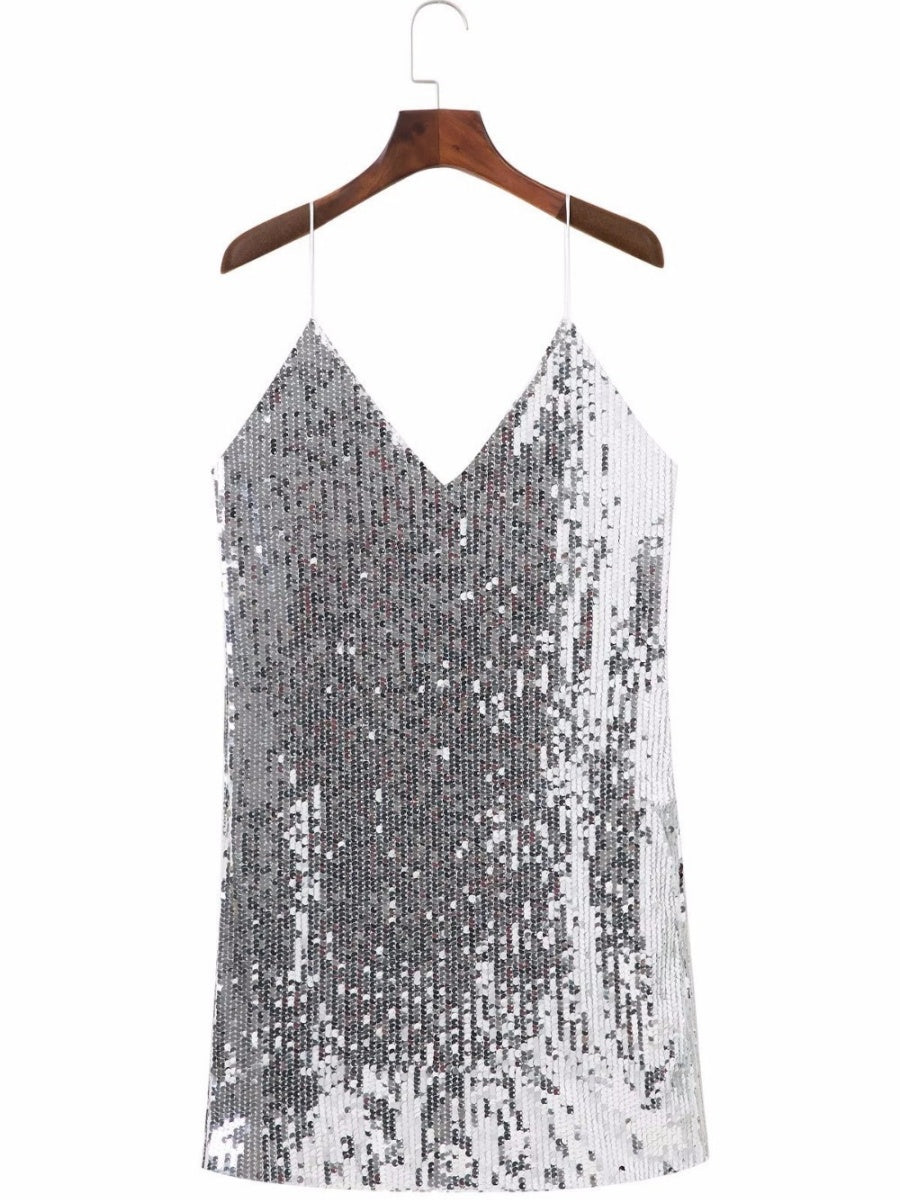Sequins Sexy Camisoles Formal Dress Mini&Short Dresses
