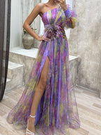 Liber Autumn Women's Zipper Plants And Flowers Maxi Dresses
