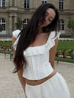 Lace Patchwork Ruffle T-shirts