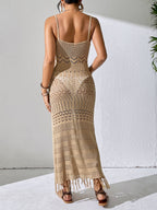 Hollow Tassel Knitting V-neck Camisoles Cover Ups