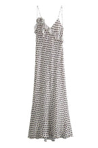 Julia Minimalist Imaginative, Dotted, Ruffled Guipure Lace Strap Maxi Dress Chic Silhouette Collection
