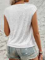 Sequins Round Neck Sleeveless Tank Tops