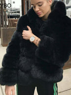 Artificial Fur Hooded Coat Parties Coats