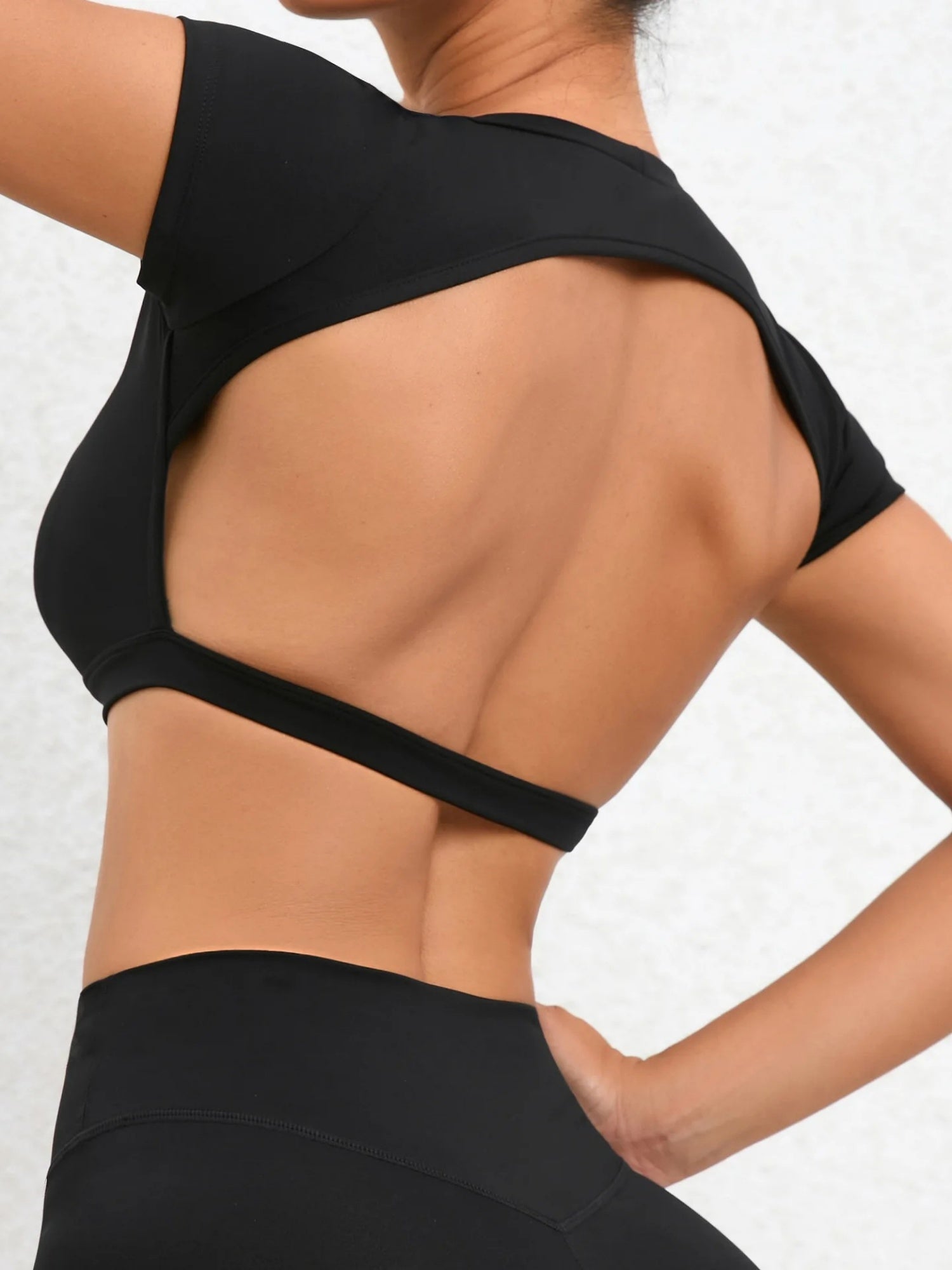 Crew Neck Tight-fitting Backless Exercise And Fitness T-shirts
