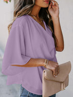 Chiffon Loose V-neck Casual T-shirt