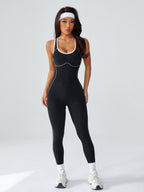 Color-blocked Beautiful Back Exercise And Fitness Yoga Jumpsuits