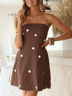 Polka Dots Strapless A-line Skirt Mini&Short Dresses