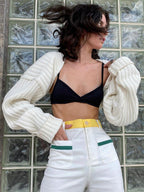 Knitted Long-Sleeve Cropped Top