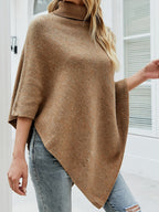 Solid Color Turtleneck Shawl Cloak Sweaters