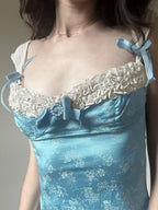 Lace Trim Bow Print Slimming And Waist-cinching Backless Tank Top