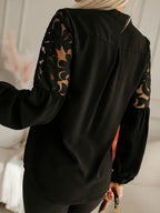 Embroidery Hollow Long Sleeve Blouse