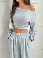 Round Neck Long-sleeved Top Wide-leg Sweatpants Sports And Casual Wear