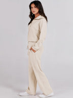 Liber Autumn Women's Zipper Solid Color 2-piece Sets