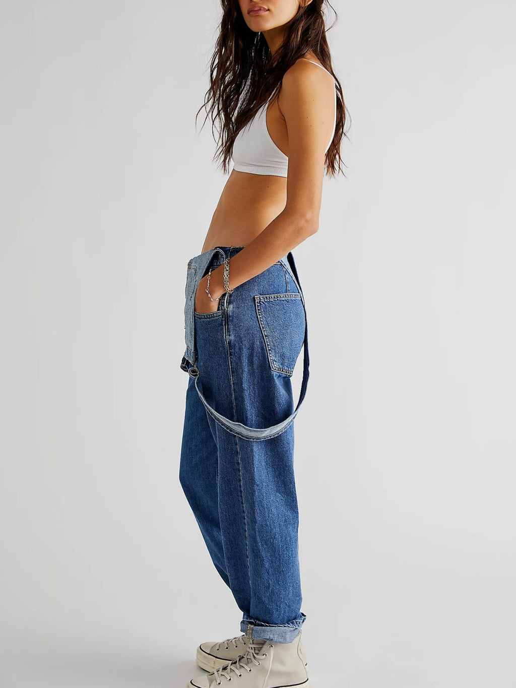 Washed Pocket Denim Overalls