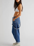 Washed Pocket Denim Overalls
