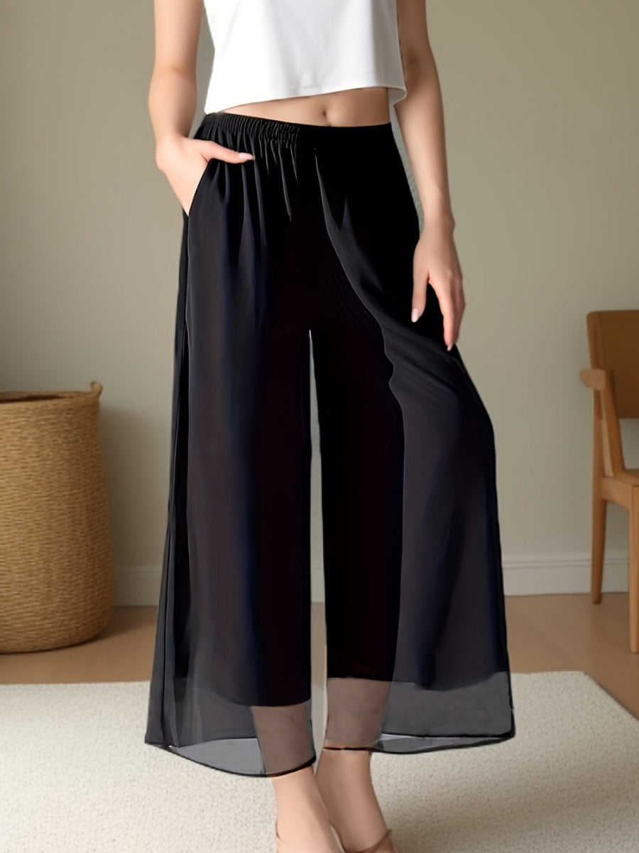 Leisure Chiffon Wide-leg Pants Loose-fit Pants