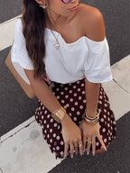 Polka Dots Bow Midi Skirt