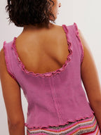 Wood Ear Square Neck Knit Tank Tops&Camis