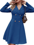 Solid Color Rayon Short Dress With Suit Collar