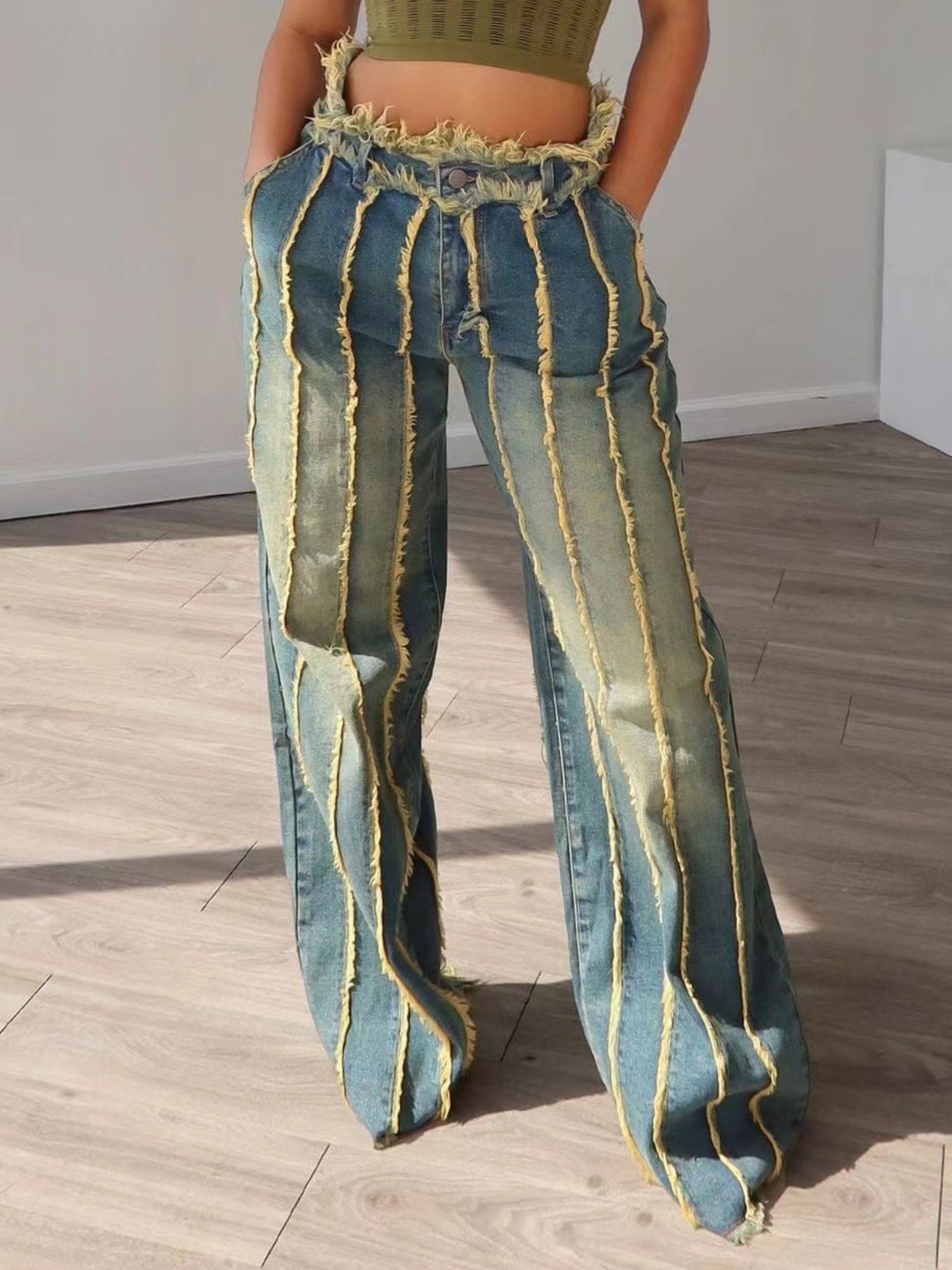 Y2K Splicing Rough Edges Washing And Dyeing Jeans