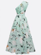 Sloping Shoulders Printed Vacation Temperament Maxi Dresses
