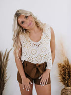 Loose Crochet Vest Sheer Top