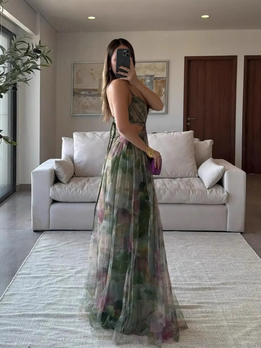Liber Autumn Women's Zipper Abstract Maxi Dresses