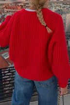 Solid Color Lantern Sleeve Short Cardigan