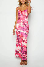 Tie Shoulder Backless Printed Maxi Cami Dress