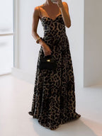 Sexy Leopard Print Halter Maxi Dress