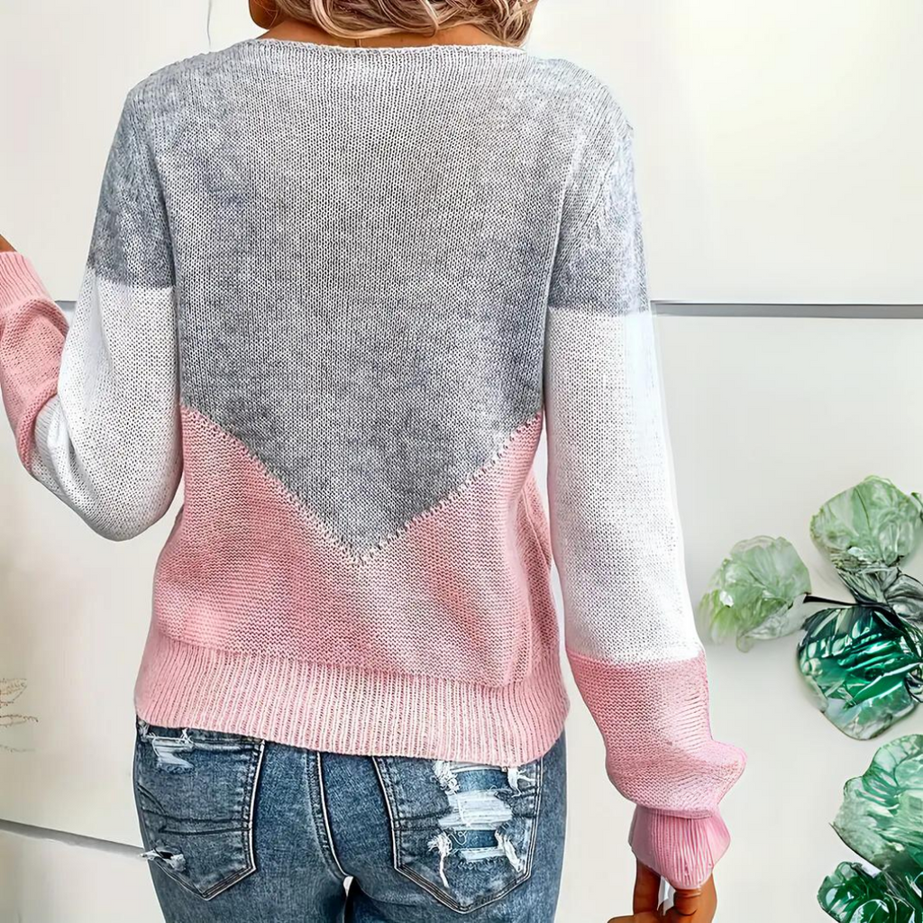 | Women’s Color Block Sweater, Mesh Detail