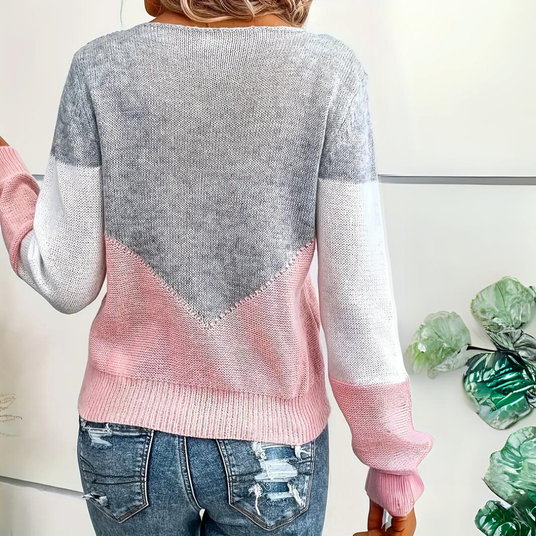 | Women’s Color Block Sweater, Mesh Detail