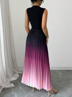 Crew Neck Sleeveless Gradient Maxi Dresses