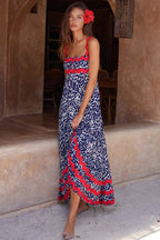 Scalloped Ric Rac Trim Sleeveless A-Line Maxi Dress