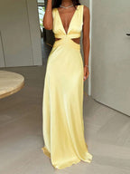 Halter Hollow V-neck Formal Dress Maxi Dresses