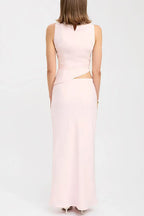 Mockneck Sleeveless Irregular Hem Top Low Rise Maxi Skirt Set