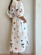 Tie-waist Puff Sleeve Shirt Dress