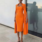 Hip-hugging Tube Top Dress Cloak 2-piece Sets