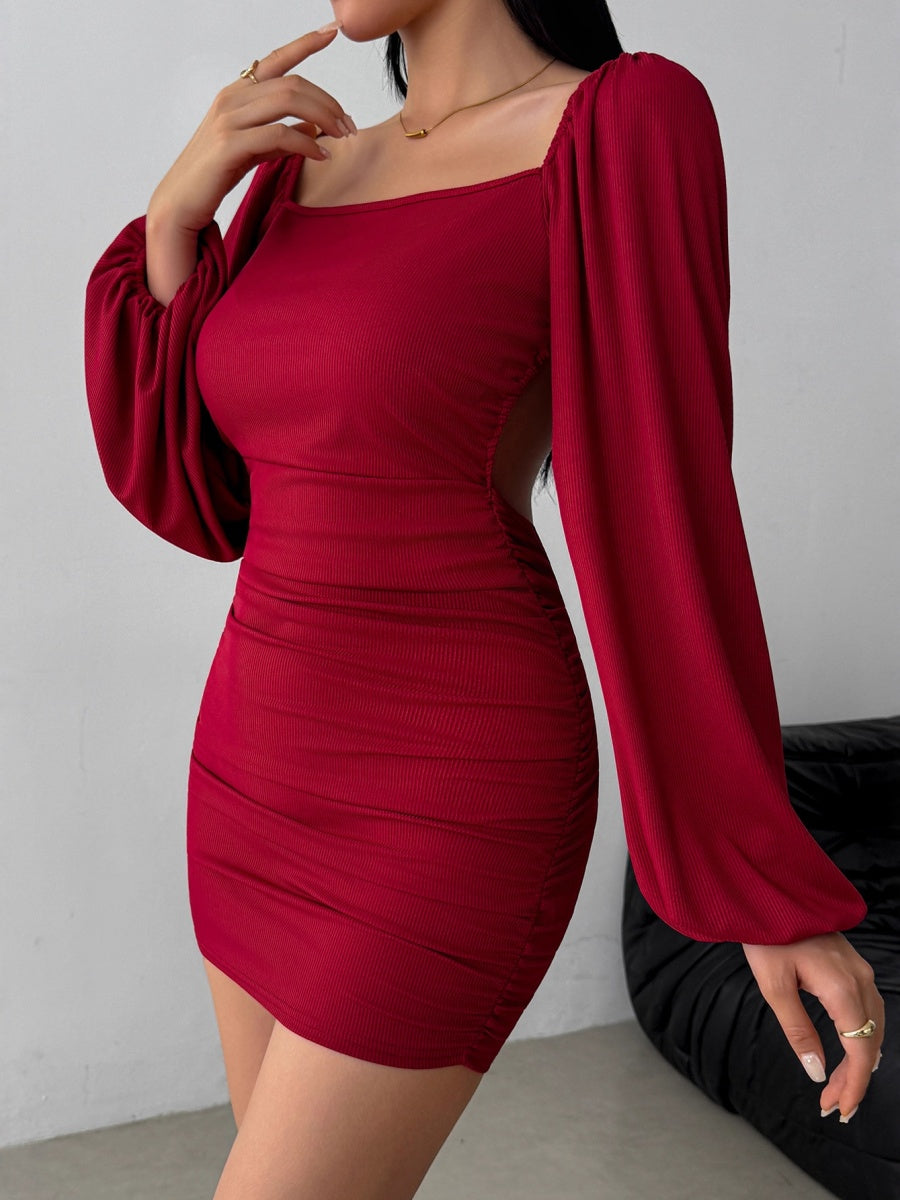 Backless Lace Up Hip-hugging Slimming Mini&Short Dresses