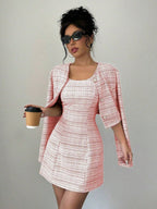 Single-breasted Short Jacket Fitted Dress 2-piece Sets
