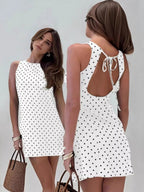 Polka Dots Backless Bandage A-pendulum Mini&Short Dresses