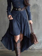 Suede High-waisted Maxi Dress With A Belt