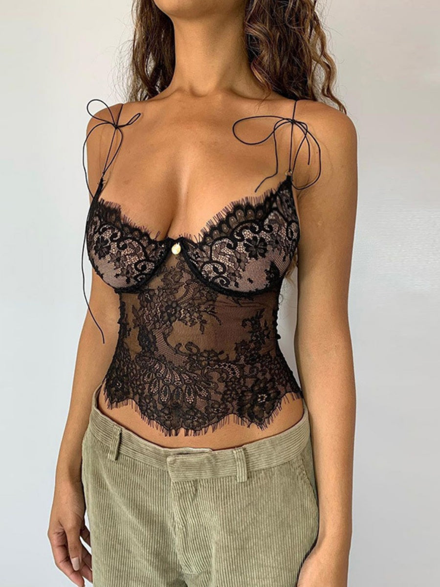 Deep V Perspective Lace Camisoles