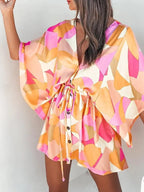 V-neck Tie For A Casual Vacation Look Mini&Short Dresses